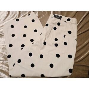 New Who What Wear Ankle High Rise Ivory Jeans w Black Polka-Dot Sz 16 Plus